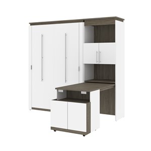 Lit double escamotable Orion de Bestar avec rangement intégré (gris noisette et blanc)