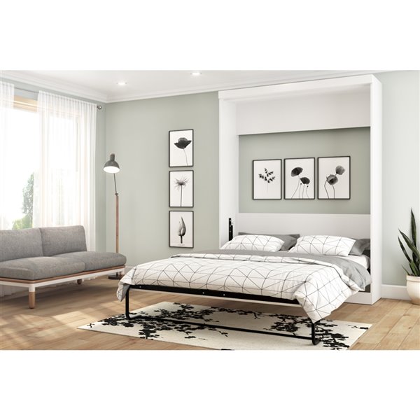 Bestar Nebula White Queen Murphy Bed