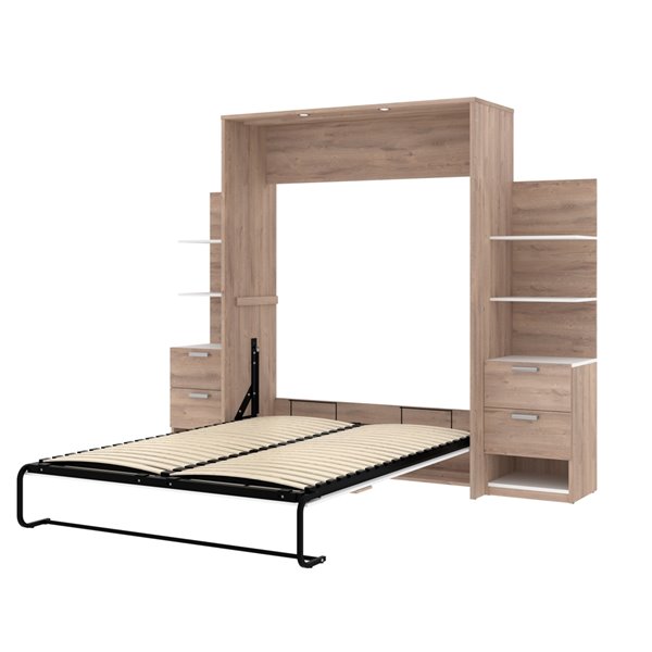 Cielo Queen Wall Bed With Two Side Storage Towers Gray Hanaposy
