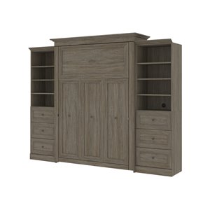 Grand lit escamotable Versatile gris noisette de Bestar avec rangement intégré