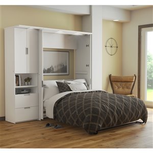 Lit escamotable double Lumina blanc de Bestart avec rangement intégré