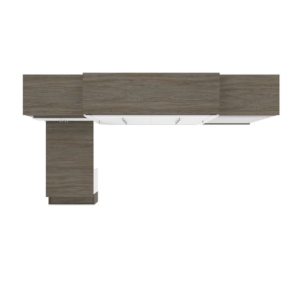 Bestar Orion Queen Murphy Bed Integrated Storage Walnut Grey & White