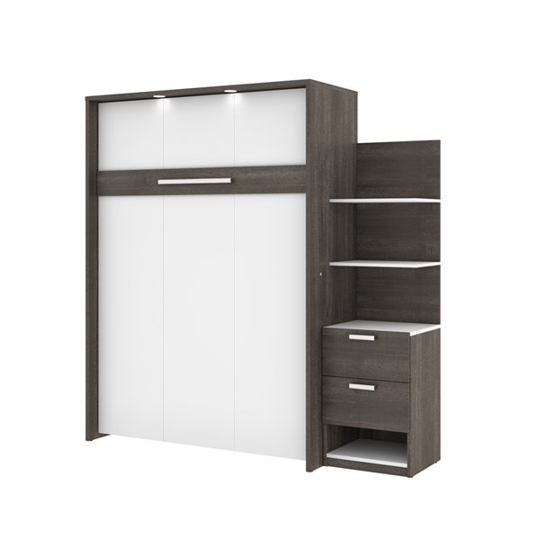 Bestar Cielo Full Murphy Bed Integrated Storage - Bark Grey & White