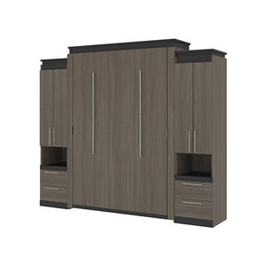 Grand lit escamotable Orion de Bestar en graphite et gris écorce (rangement intégré)