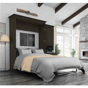 Lit escamotable double Versatile gris de Bestar et rangement intégré