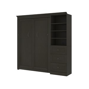 Lit escamotable double Versatile gris foncé de Bestar avec rangement intégré
