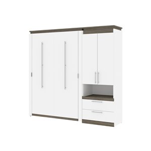 Bestar Orion Full Murphy Bed with Integrated Storage White & Walnut Grey