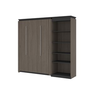 Grand lit escamotable Orion de Bestar en gris écorce et graphite (rangement intégré)