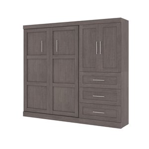 Lit escamotable double Pur, gris écorce, rangement intégré, par Bestar