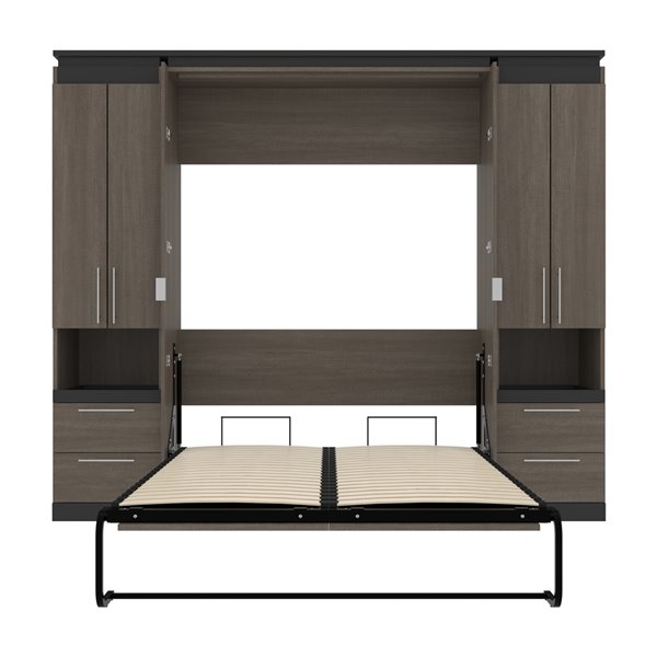 Bestar Orion Full Murphy Bed with Integrated Storage - Bark grey & Graphite