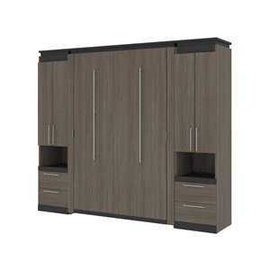 Bestar Orion Full Murphy Bed with Integrated Storage - Bark grey & Graphite