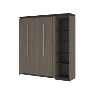 Bestar Orion Bark grey & Graphite Full Murphy Bed with Integrated Storage