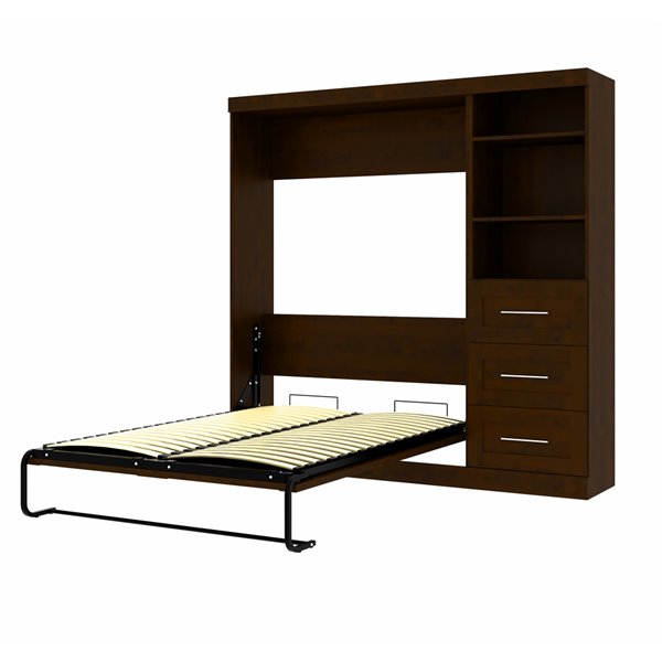 Bestar Pur Chocolate Full Murphy Bed Integrated Storage