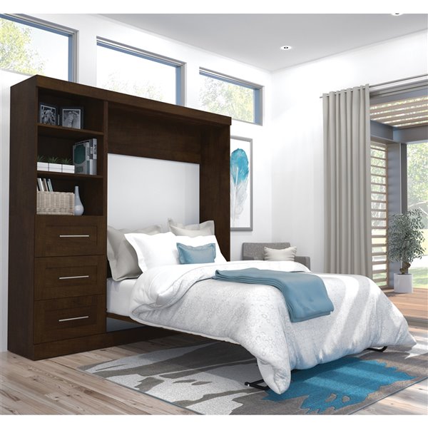 Bestar Pur Chocolate Full Murphy Bed Integrated Storage