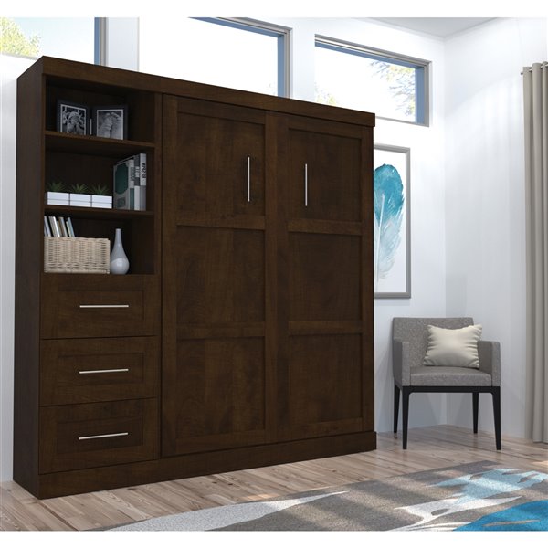Bestar Pur Chocolate Full Murphy Bed Integrated Storage