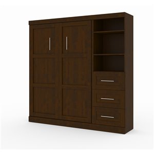 Lit escamotable double Pur avec rangement intégré de Bestar (chocolat)
