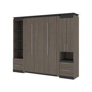Lit double escamotable Orion de Bestar avec rangement intégré (graphite et gris)