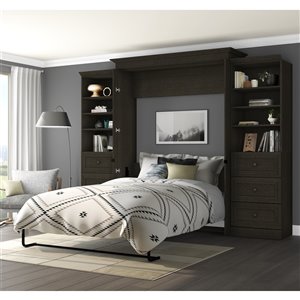 Grand lit escamotable Versatile gris foncé de Bestar (rangement intégré)