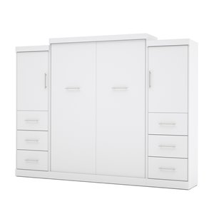Bestar Nebula White Queen Murphy Bed Integrated Storage