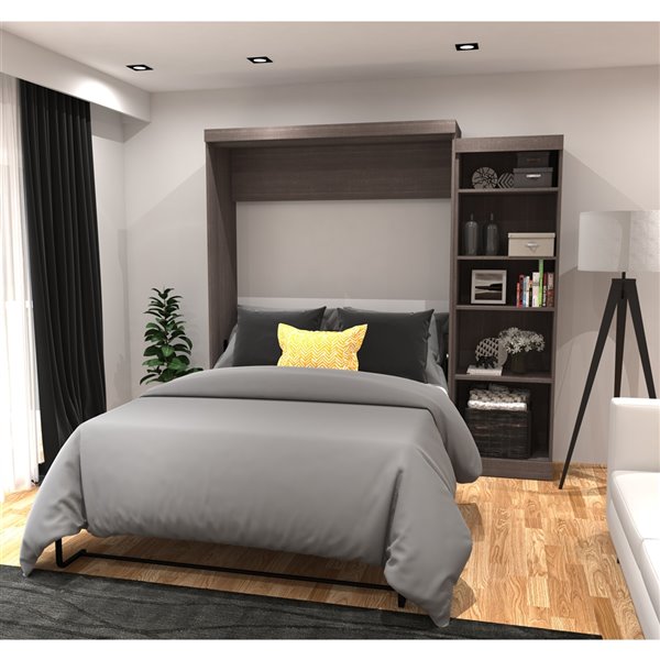 Bestar Pur Queen Murphy Bed with Integrated Storage (Bark Grey)