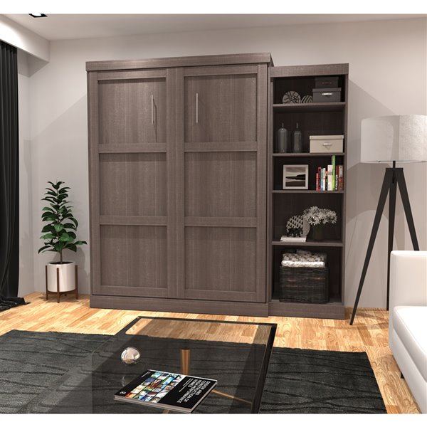 Bestar Pur Queen Murphy Bed with Integrated Storage (Bark Grey)
