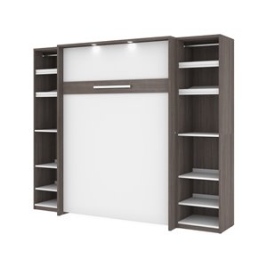 Bestar Cielo Bark Full Murphy Bed Integrated Storage (Grey & White)