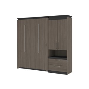 Bestar Orion Full Murphy Bed with Integrated Storage Bark grey & Graphite