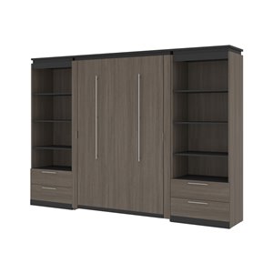 Bestar Orion Full Murphy Bed and Integrated Storage (Bark grey & Graphite)