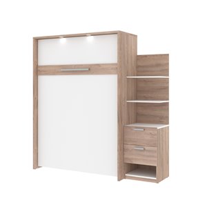 Bestar Cielo Full Murphy Bed Integrated Storage - Rustic Brown & White