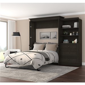 Grand lit escamotable gris Versatile de Bestar avec rangement intégré