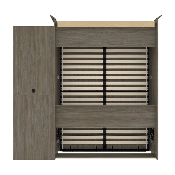 Bestar Versatile Queen Murphy Bed Integrated Storage - Walnut Grey
