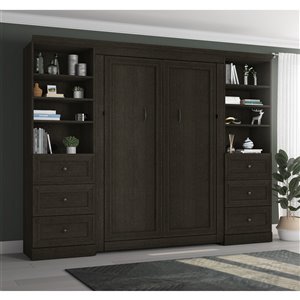 Lit escamotable double Versatile gris de Bestar (rangement intégré)