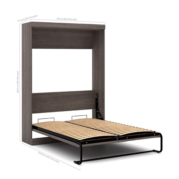 Bestar Pur Queen Murphy Bed Integrated Storage - Bark Grey