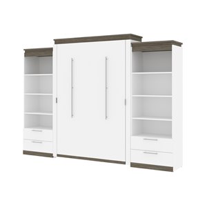 Bestar Orion Queen Murphy Bed with Integrated Storage Walnut Grey & White