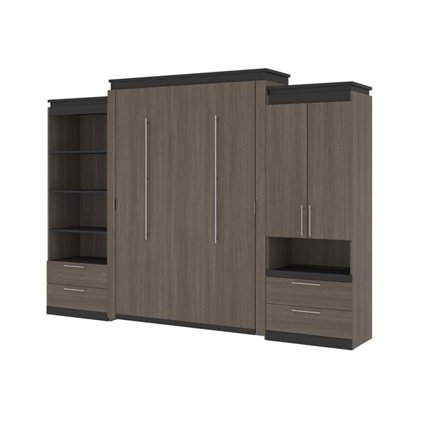 Bestar Orion Queen Murphy Bed Integrated Storage (Bark grey & Graphite)