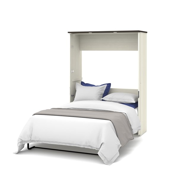 Bestar Lumina Full Murphy Bed Integrated Storage White/Chocolate 59,3 po x 19,5 po x 80,8 po