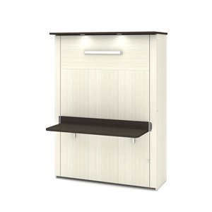 Bestar Lumina Full Murphy Bed Integrated Storage White/Chocolate 59,3 po x 19,5 po x 80,8 po