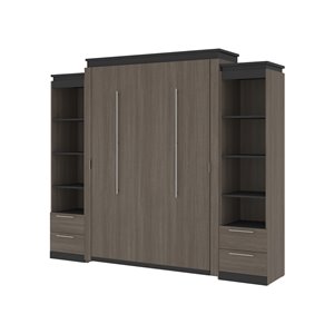 Bestar Orion Bark grey & Graphite Queen Murphy Bed and Integrated Storage