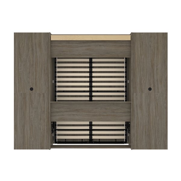 Bestar Versatile Walnut Grey Full Murphy Bed Integrated Storage