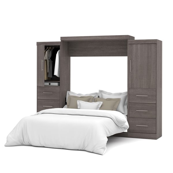 Bestar Nebula Queen Murphy Bed Integrated Storage (Bark Grey)