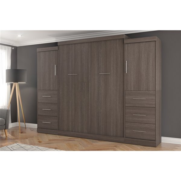 Bestar Nebula Queen Murphy Bed Integrated Storage (Bark Grey)