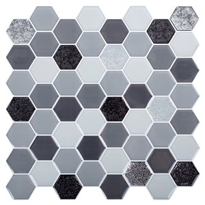 Truu Design 10-in x 10-in Self-Adhesive Grey/Black Geometric Wall Decal