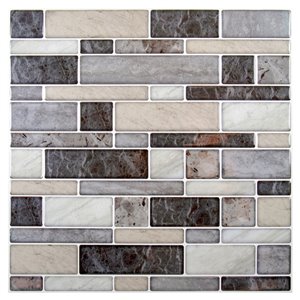 Décalque mural auto-adhésif géométrique gris et brun par Truu Design, 10 po x 10 po