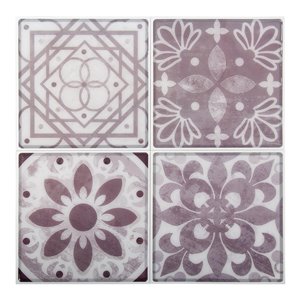 Décalque mural auto-adhésif géométrique mauve et blanc par Truu Design, 10 po x 10 po