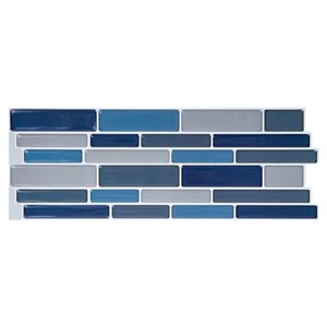 Décalque mural auto-adhésif géométrique bleu par Truu Design, 10 po x 3,94 po