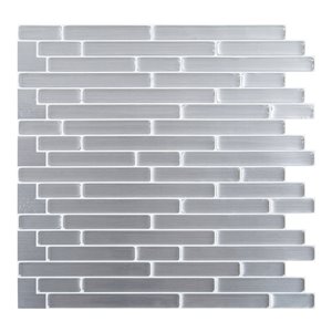 Décalque mural auto-adhésif géométrique gris argenté par Truu Design, 10 po x 10 po