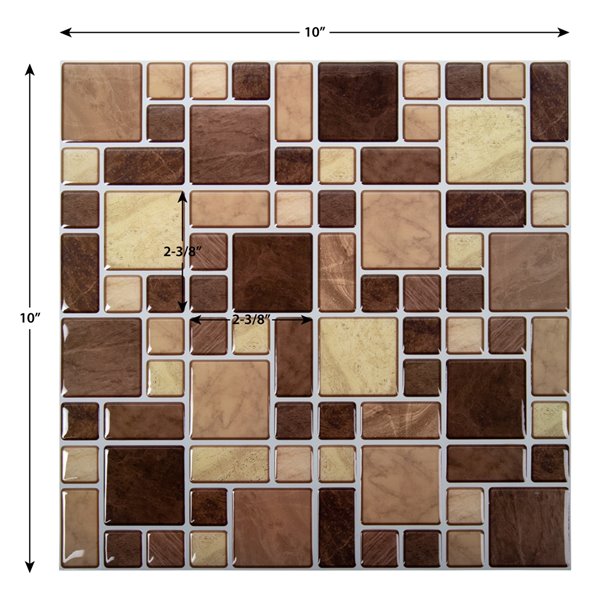 Truu Design 10-in x 10-in Self-Adhesive Beige/Brown Geometric Wall Decal