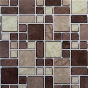 Décalque mural auto-adhésif géométrique beige et brun par Truu Design, 10 po x 10 po