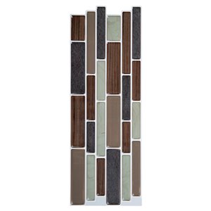 Décalque mural auto-adhésif géométrique brun par Truu Design, 10 po x 3,94 po