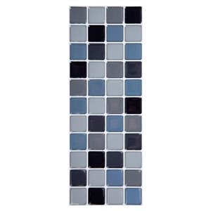 Décalque mural auto-adhésif géométrique bleu et noir par Truu Design, 10 po x 3,94 po
